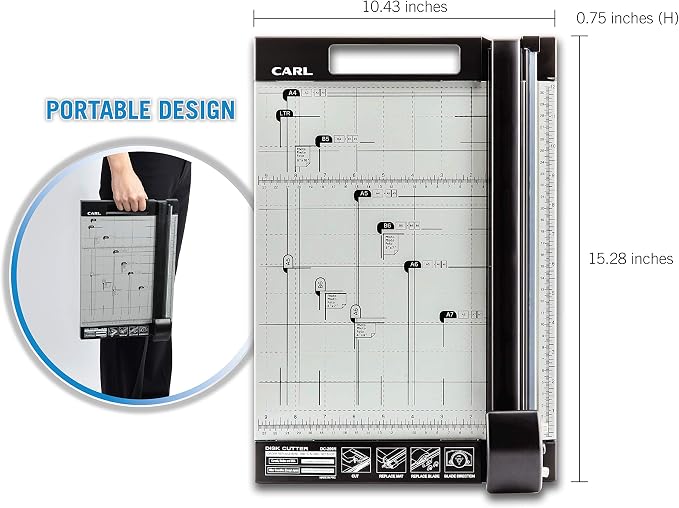 CARL 12 inch DC-200N Premium Rotary Paper Trimmer, Metal Base, 15 Sheet Cutting - Image 5