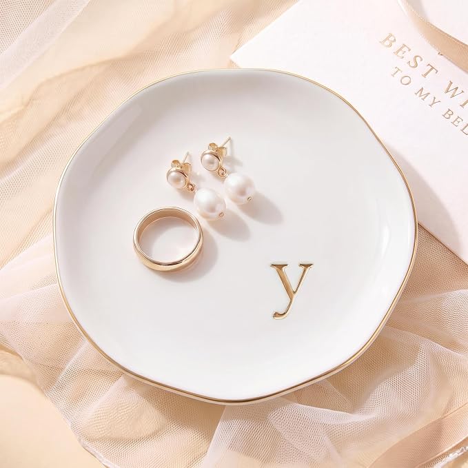 Ceramic Jewelry Tray, Personalized Initial Jewelry Dish by GIVITASOT