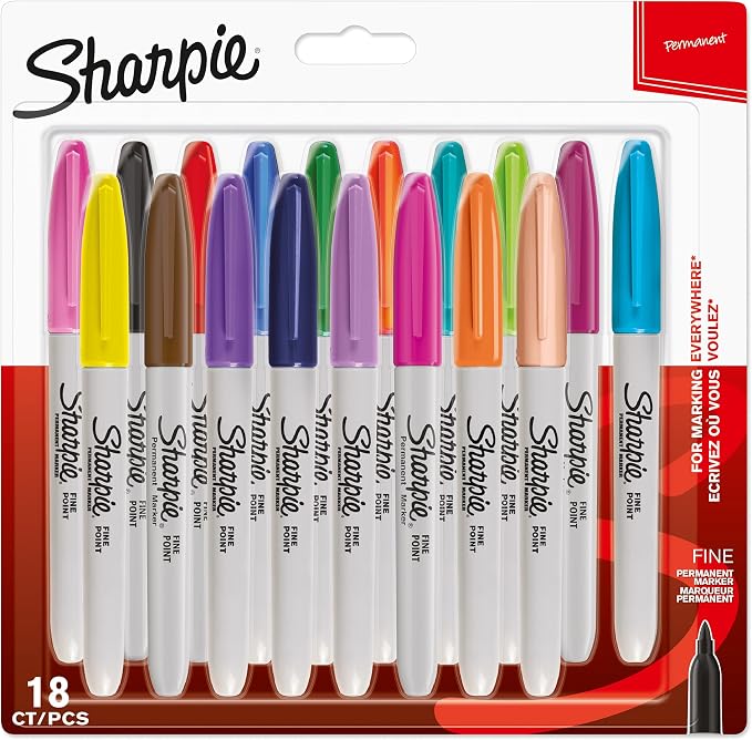 Sharpie Permanent Markers | Fine Point | Assorted Fun Colours | 18 Count by Unknown
