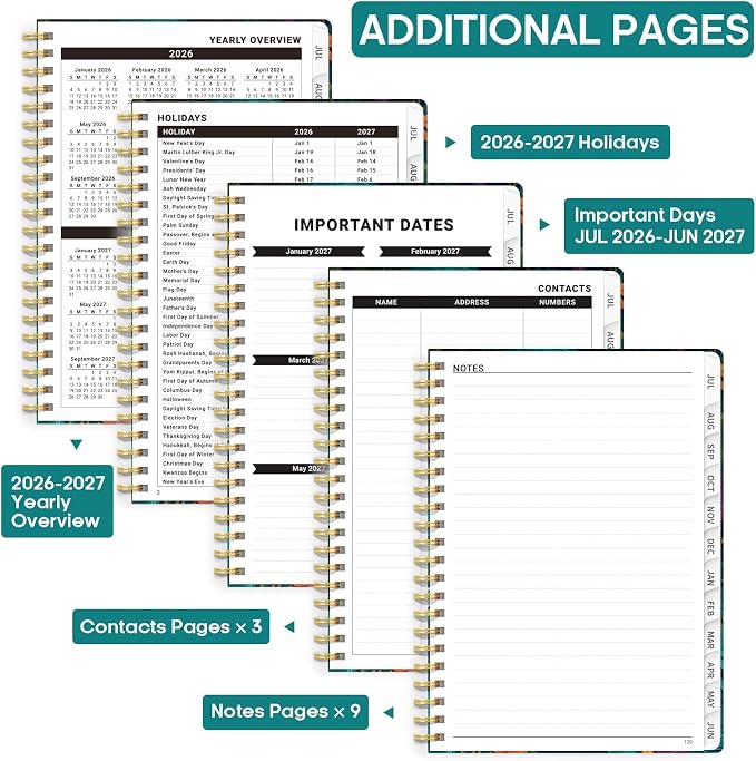 Academic Planner 2026-2027, Weekly and Monthly Calendar Book, July 2026 – June - Image 4