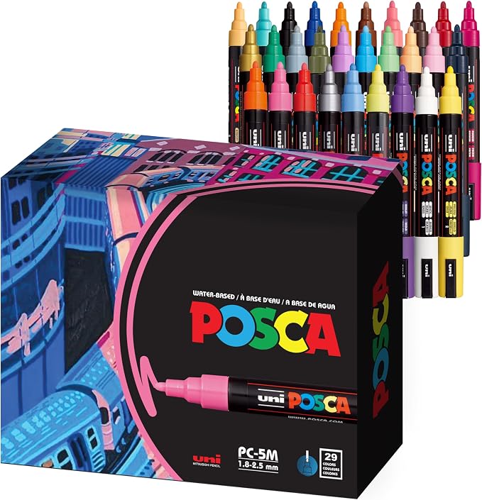 Uni Posca Paint Markers, 5M Medium Acrylic Markers by POSCA