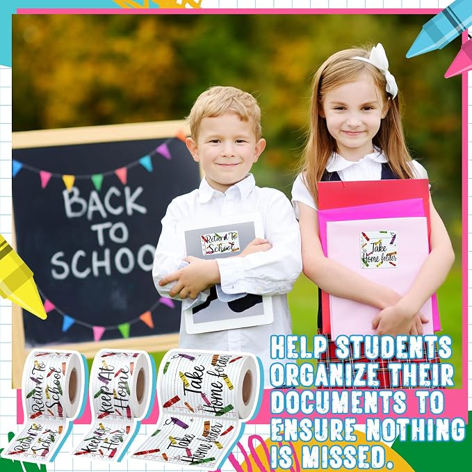 600 Pcs 3 Rolls Student Homework Folder Labels Take Home Folder Return to - Image 7