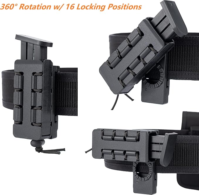 TACNEX Pistol Mag Holder w/Belt MOLLE Rotatable Adjustable Clip 9mm Magazine - Image 4