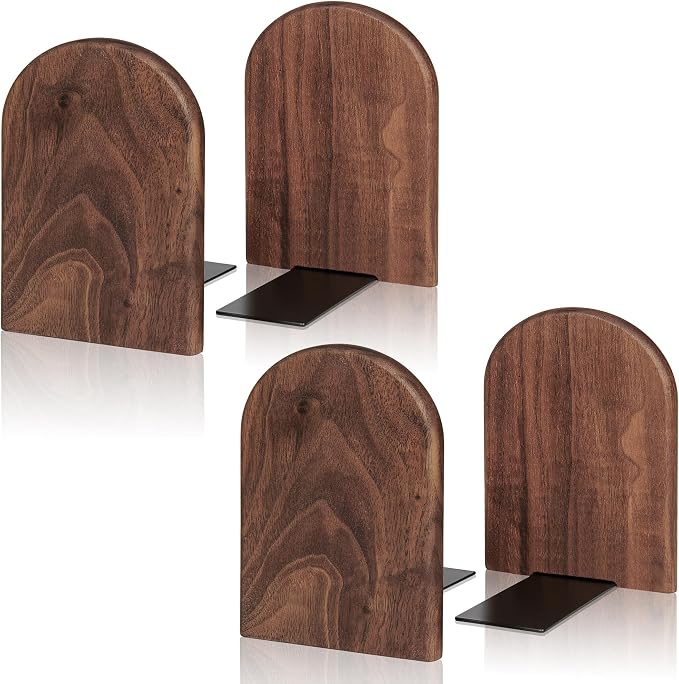 Book Ends, 2 Pair Large Bookends Wood Book Ends Universal Economy Bookend by shikaman