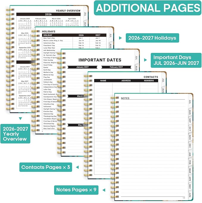 Academic Planner 2026-2027, Weekly and Monthly Calendar Book, July 2026 – June - Image 4