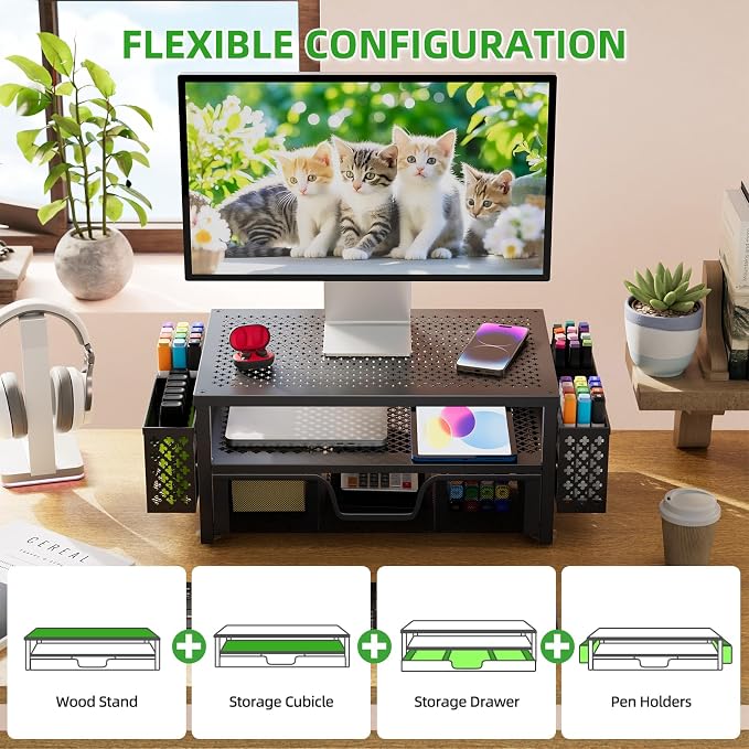 Simple Trending Desk Organizer and Accessories, 2 Tier Computer Metal Monitor - Image 3