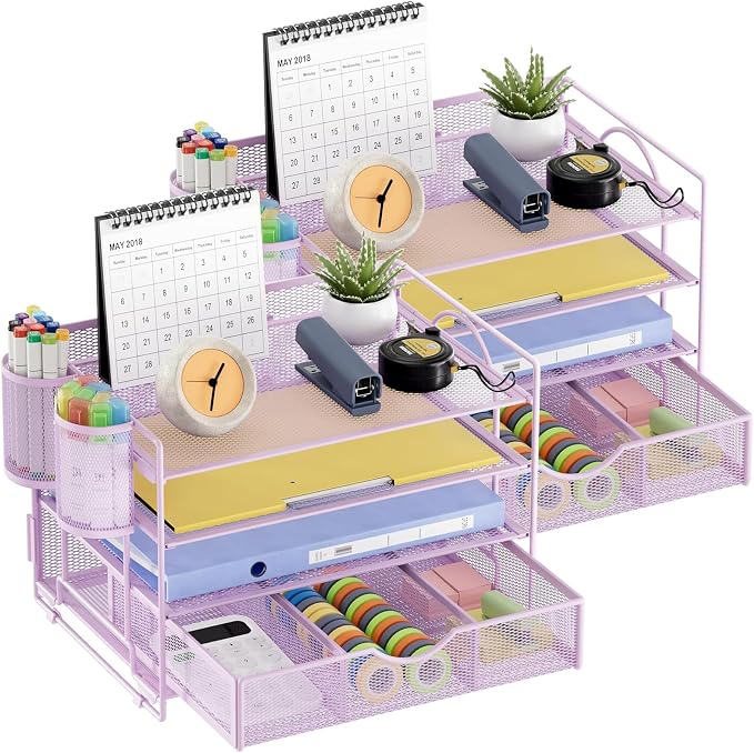 Marbrasse Desk Organizer and Accessories, 4-Tier Paper File Letter Tray by Marbrasse