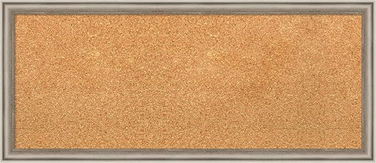 Amanti Art Natural Cork Board for Wall, 14x32 Vision Board with Silver Wood Frame, Medium Corkboard Office Decor for Home Organization, Casual Corkboard Pinboard to display items for home organization-DeskLoop Office