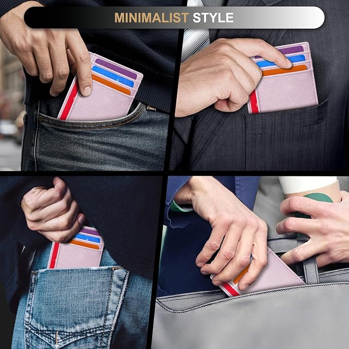 Travelambo Slim Wallet Front Pocket Minimalist Leather RFID Blocking Medium Size - Image 7