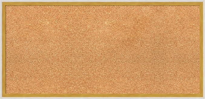 Amanti Art Natural Cork Board for Wall, 15x31 Vision Board with White Frame, Medium Corkboard Office Decor for Home Organization, Modern Corkboard Pinboard to Display Items for Home Organization in-DeskLoop Office