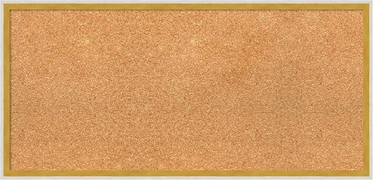 Amanti Art Natural Cork Board for Wall, 15x31 Vision Board with White Frame, Medium Corkboard Office Decor for Home Organization, Modern Corkboard Pinboard to Display Items for Home Organization in-DeskLoop Office