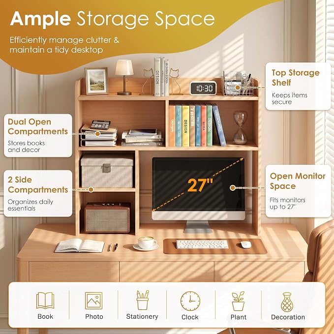 SUPER DEAL Desktop Bookshelf, Countertop Storage Hutch - Image 6