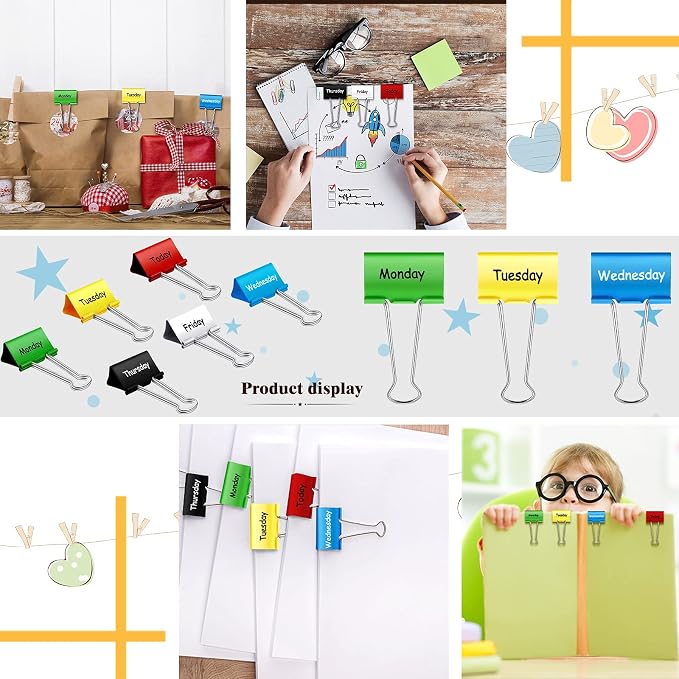 Tenare 6 Pieces Teacher Essentials Large Binder Clips 2 Inches Teacher Binder - Image 7