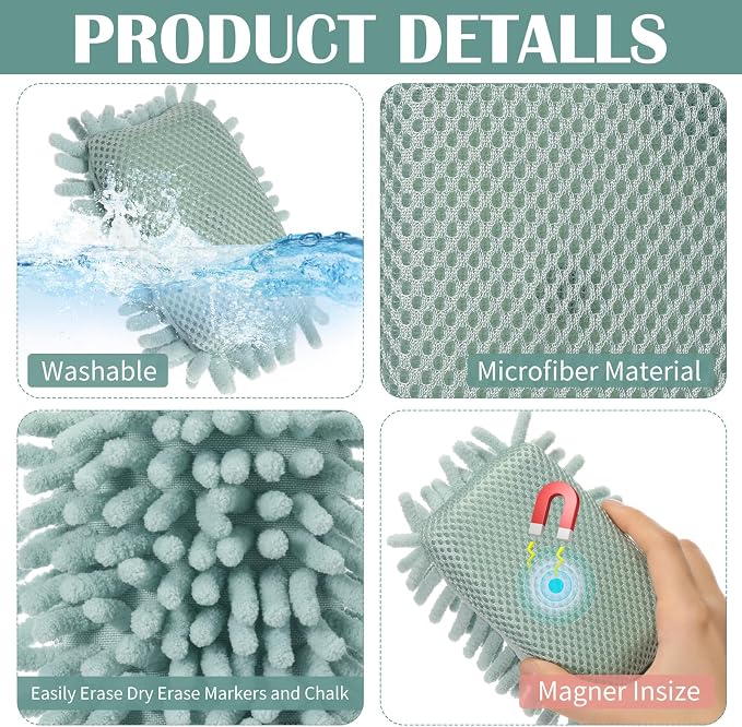 Epakh 4 Pieces Dry Erase Board Magnetic Whiteboard Dry Erase Erasers Washable - Image 3
