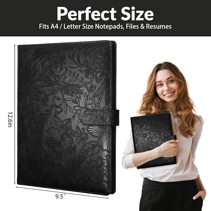 Professional Padfolio Portfolio Binder, Textured Embossing Faux Leather Folder - Image 2