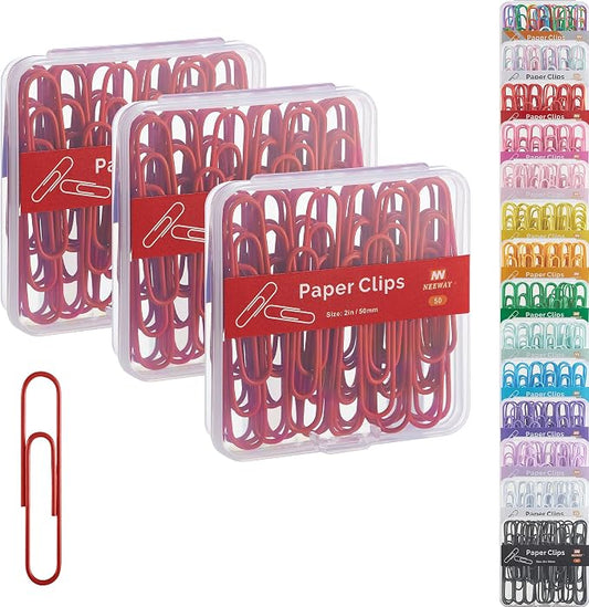 NEEWAY Colorful Large Paper Clips, 2 Inch Jumbo Paper Clips, 3 Pack of 50 by NEEWAY