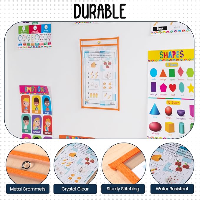 Essex Wares - 6 Pack, Dry Erase Pocket Document Protectors, Water-Resistant & - Image 4