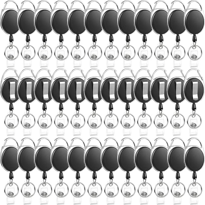 50 Pack Badge Reels Retractable ID Badge Holder by BESARME