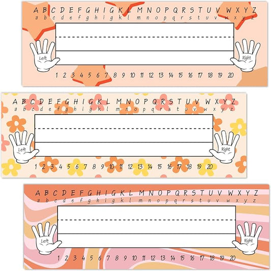 Name Tags for Students, Retro Name Plates, Groovy Name Labels for School Desks by Unknown