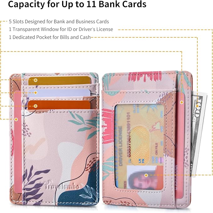 Travelambo Front Pocket Minimalist Leather Slim Wallet RFID Blocking Medium Size - Image 3