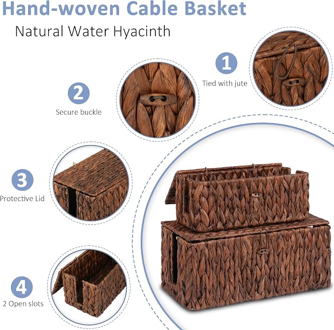 efluky 2 Pack Water Hyacinth Floor Cord Covers - Image 3