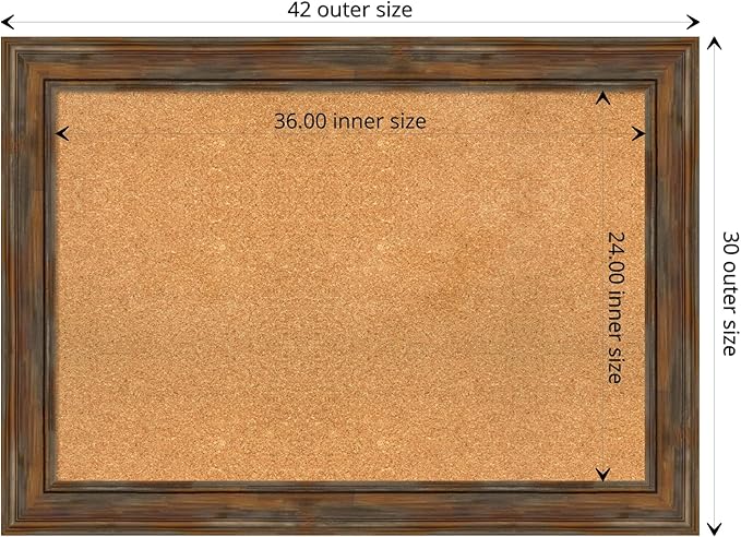 Amanti Art Natural Cork Board for Wall, 30x42 Vision Board with Brown Wood Frame, Large Corkboard Office Decor for Home Organization, Rustic Farmhouse Corkboard Pinboard to display items for home-DeskLoop Office
