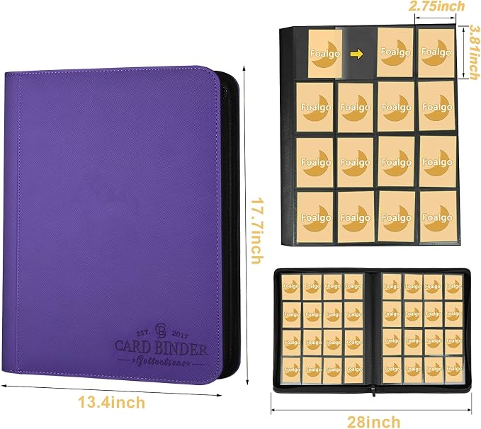 Trading Card Binder 16 Pocket, Foalgo PU Cover Card Binder - Image 2