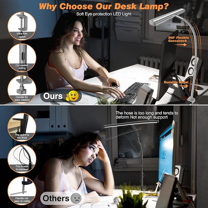 Airlonv LED Desk Lamp for Office Home, Eye-Caring Desk Light - Image 4