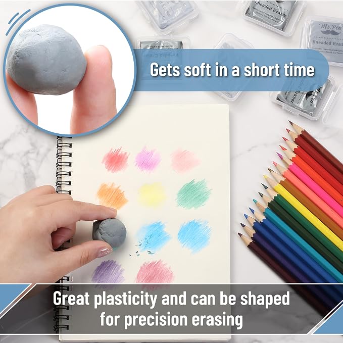 Mr. Pen- Kneaded Erasers, 10 Pack | Gray Moldable Art Erasers - Image 3