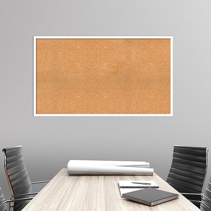 Amanti Art Natural Cork Board for Wall, 27x47 Vision Board with White Frame, Oversize Corkboard Office Decor for Home Organization, Modern Corkboard Pinboard to Display Items for Home Organization in-DeskLoop Office