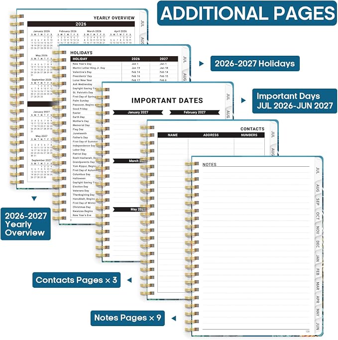 Academic Planner 2026-2027, Weekly and Monthly Calendar Book, July 2026 – June - Image 4
