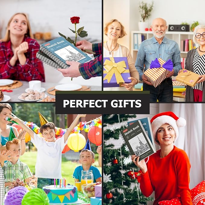 Soucolor 5.5" x 8.5" Sketchbook Pack of 2, 200 Sheets Blank Journal Notebook, A5, Spiral Bound Sketch Pad Drawing Book Acid-Free Paper (68lb/100gsm), Painting Sketching Drawing Notebook Art Supplies-DeskLoop Office