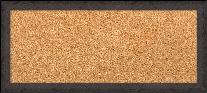 Amanti Art Natural Cork Board for Wall, 15x33 Vision Board with Black Wood Frame, Medium Corkboard Office Decor for Home Organization, Modern Contemporary Corkboard Pinboard to display items for home-DeskLoop Office