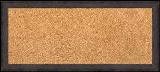 Amanti Art Natural Cork Board for Wall, 15x33 Vision Board with Black Wood Frame, Medium Corkboard Office Decor for Home Organization, Modern Contemporary Corkboard Pinboard to display items for home-DeskLoop Office
