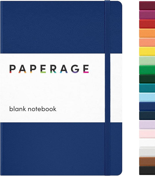 PAPERAGE Blank Journal Notebook, (Royal Blue), 160 Pages, Medium 5.6 in x 8 in - 100 GSM Thick Paper – Hardcover Journaling Notebook for Work, School, Note Taking or Sketching-DeskLoop Office