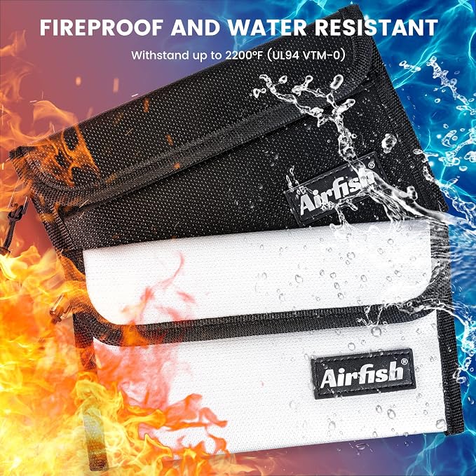 Airfish Fireproof Money Bag, 5 x 8 inches Fireproof Wallet, Waterproof Cash Bag - Image 2