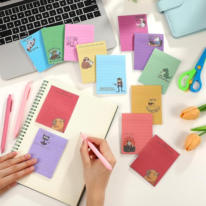 12 Pcs Funny Sticky Notes for Work 4x3 Inches Sarcastic Self Adhesive Notepads - Image 6