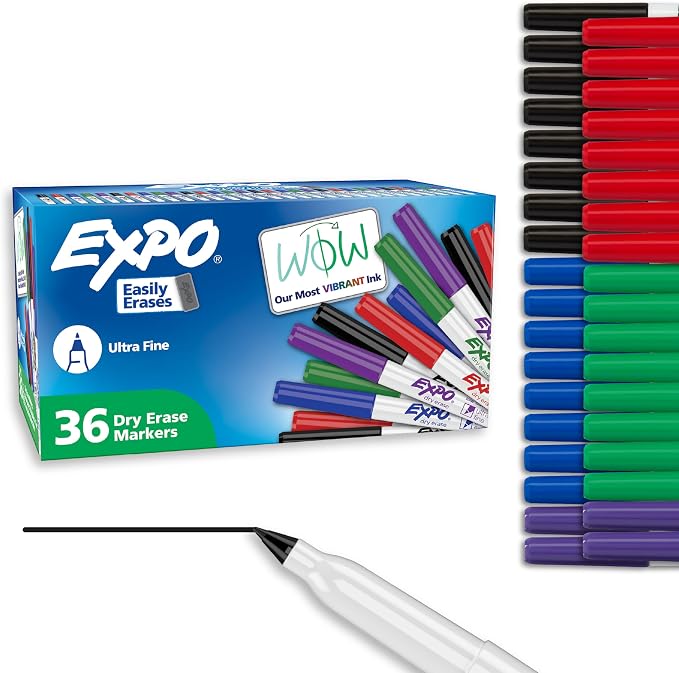 EXPO Dry Erase Markers, Low Odor Ink, Ultra Fine Tip, by EXPO