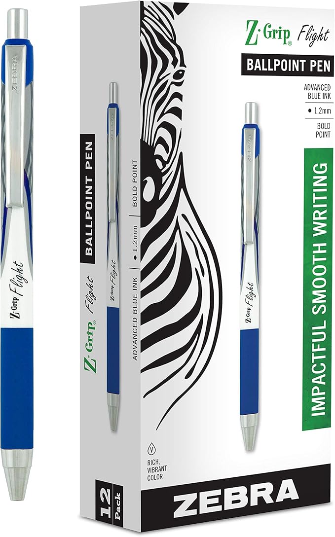 Zebra Pen Z-Grip Flight Retractable Ballpoint Pen, Bold Point 1.2mm, School by ZebraPen