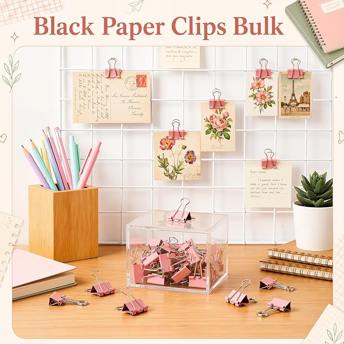 Yexiya 300 Pcs Small Binder Clips Sturdy 0.75 Inch Pink Paper Med Clips Office - Image 4