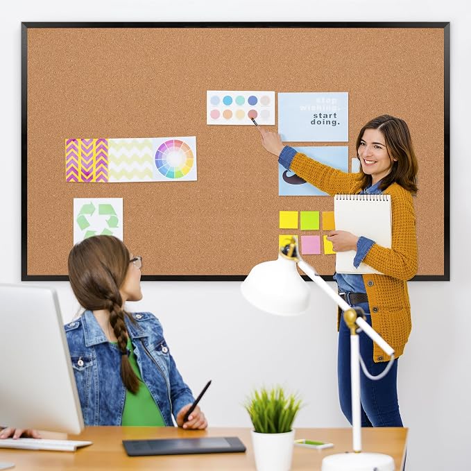 Extra Large Cork Bulletin Board 72" X 48", Wall Mounted Notice Pin Board - Image 2