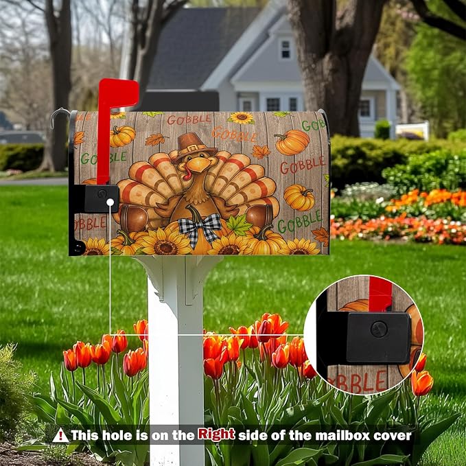 Thanksgiving Turkey Mailbox Cover Magnetic Standard Size Fall Pumpkin Mailbox - Image 2