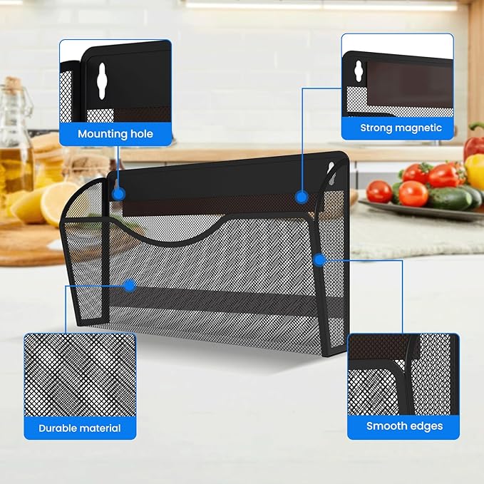 KZWKRG 6 Pack Magnetic File Holder, Magnetic Pocket Wall File Holder, Mesh Wall - Image 5