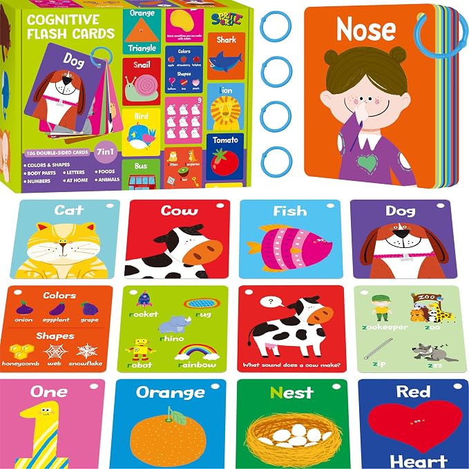 110 PCS Early Learning Flashcards, Double Sided Cards- Alphabet, Home Object by SpriteGru