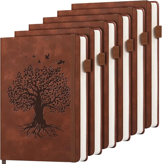 6 Pack Lined Journal Notebook for Women Men, A5 Hardcover Leather Journals for by ALKALO