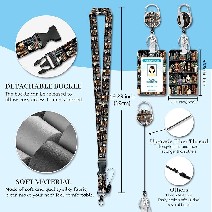 Hancynir Goth Bookshelf Skull Lanyard - Image 4