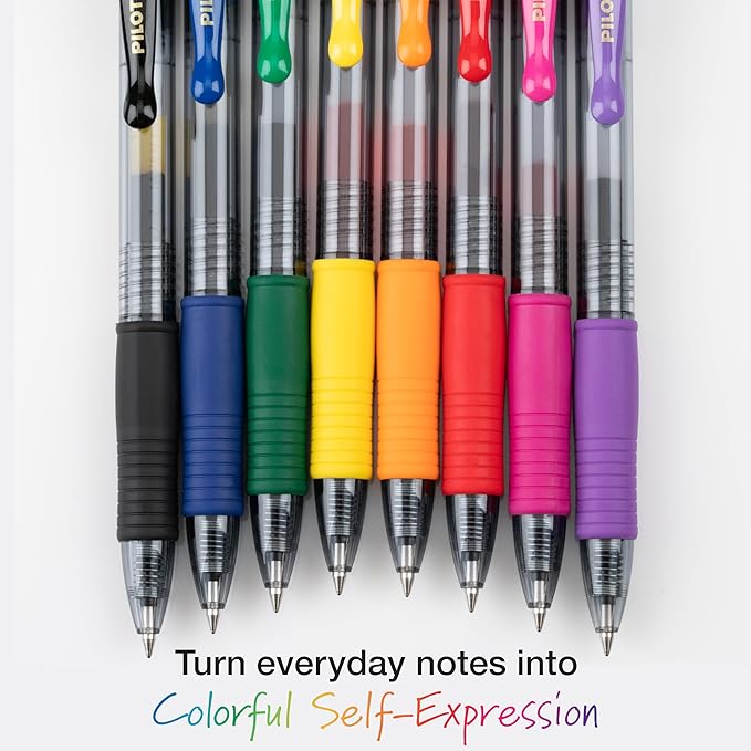 PILOT, G2 Premium Gel Roller Pens, G2 Rainbow Colors Pack, 8 Pack Pouch, Fine Point 0.7 mm, Assorted-DeskLoop Office