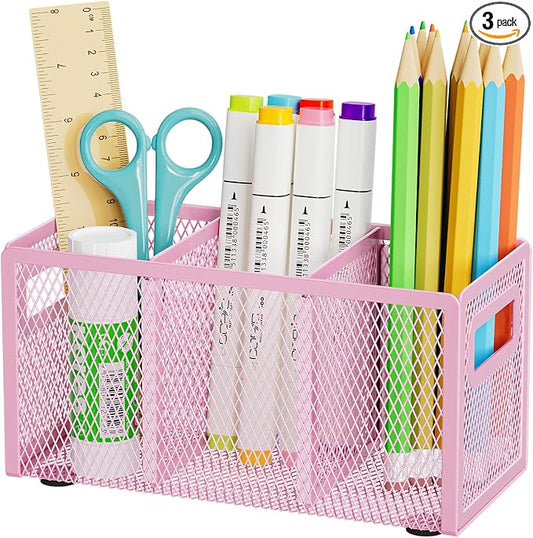 Marbrasse Mesh Pen Holder for Desk, Pencil Holder Desk Organizer 3 Adjustable by Marbrasse