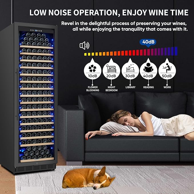 200 Bottle Upgrade Wine Cooler Refrigerator - 24 Inch Large Capacity Wine Fridge Built-In Freestanding, with Quiet Compressor, Professional Temperature Control & Wine Cellar - Black-DeskLoop Office