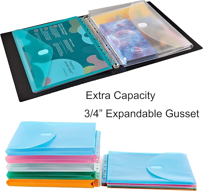 FANWU 10 Pack Expandable Poly Binder Pocket, 3/4-inch Gusset, Letter Size - Image 2